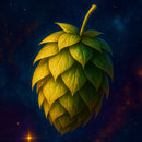 Green hop cone against a starry space background