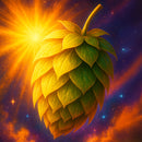 Hops cone with a fiery background