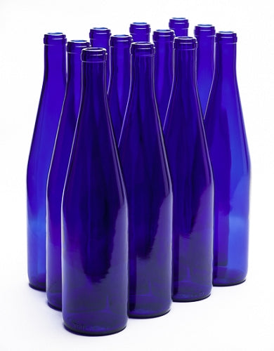 750 ML Cobalt Blue Hock Wine Bottles (12/Case)