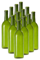 750 ML Green Bordeaux Flat Bottom Wine Bottles (12/CASE)