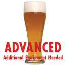 Bavarian Hefeweizen homebrew in a glass with an All Grain warning: "Advanced, additional equipment needed"
