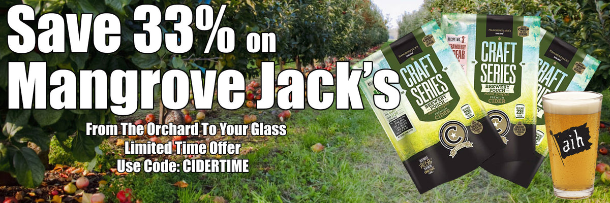 Save 33% on Mangrove Jack's Hard Cider Recipe Kits when you enter promo code CIDERTIME at checkout. 