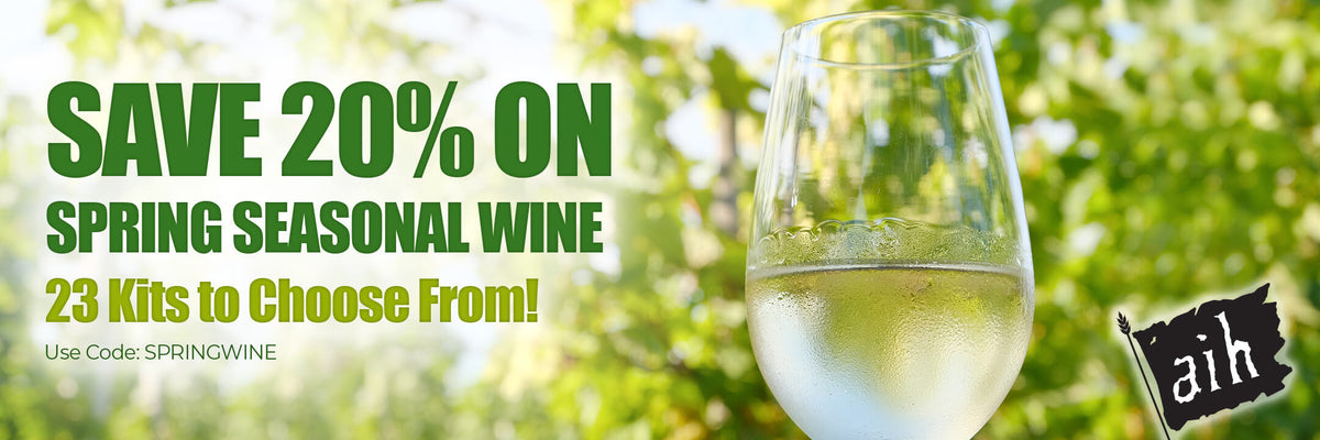 Choose from 23 Wine recipe kits and save 20% when you use code SPRINGWINE at checkout. 