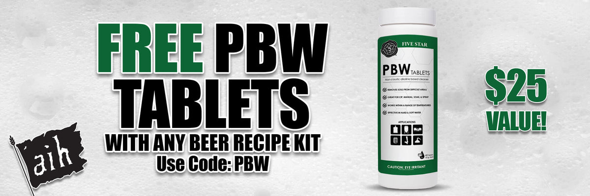Free PBW Tablets with any beer recipe kit! Use code PBW