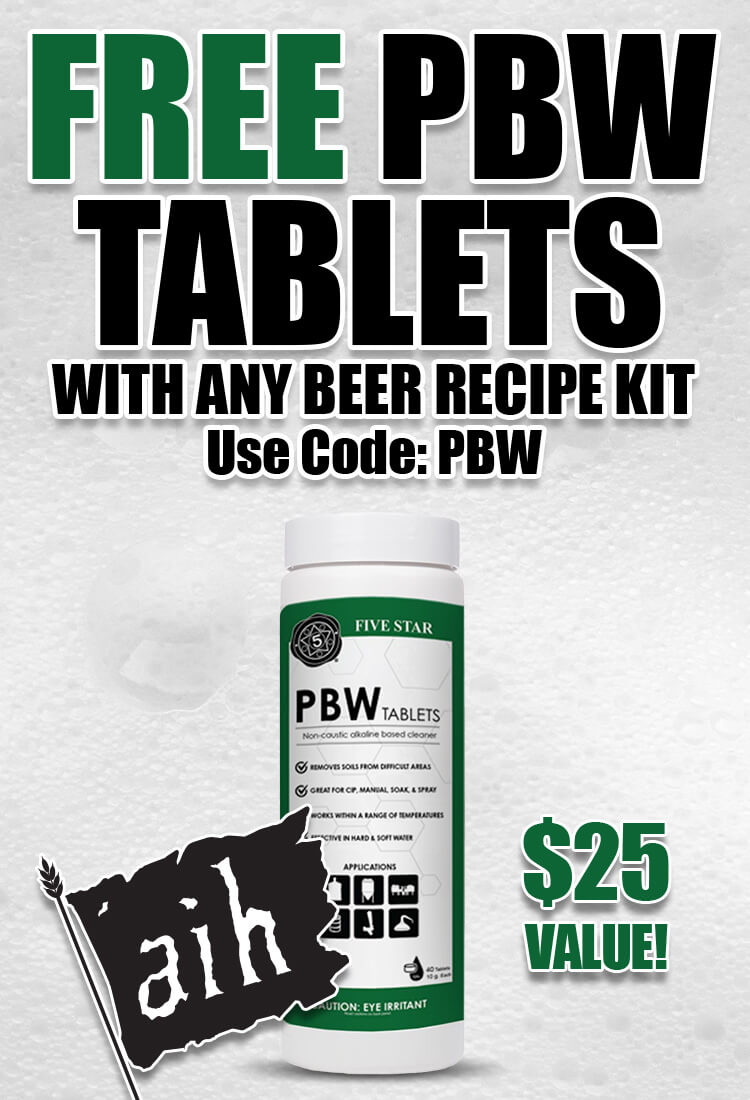 Free PBW Tablets with any beer recipe kit! Use code PBW