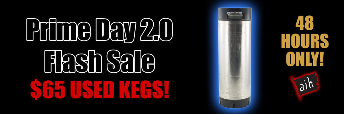 Promotional banner for Prime Day 2.0 Flash Sale with a used keg and time limit text.