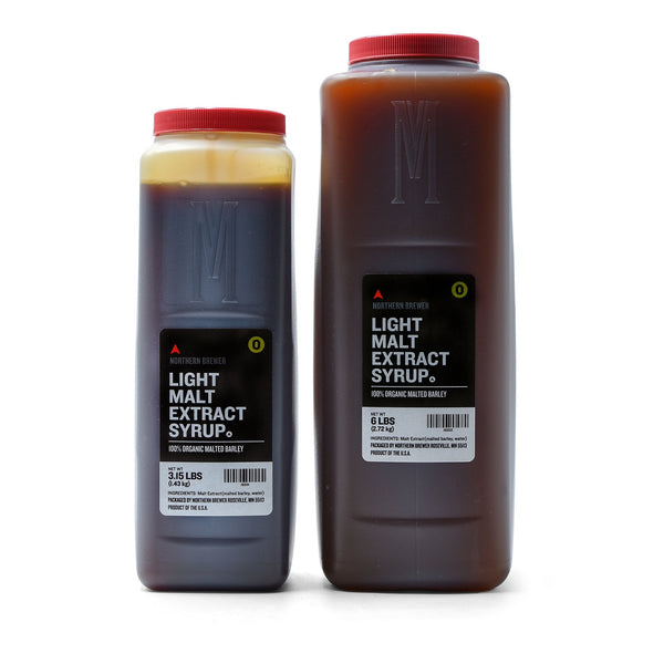 Briess organic light malt syrup in 3.15 pound and 6 pound containers
