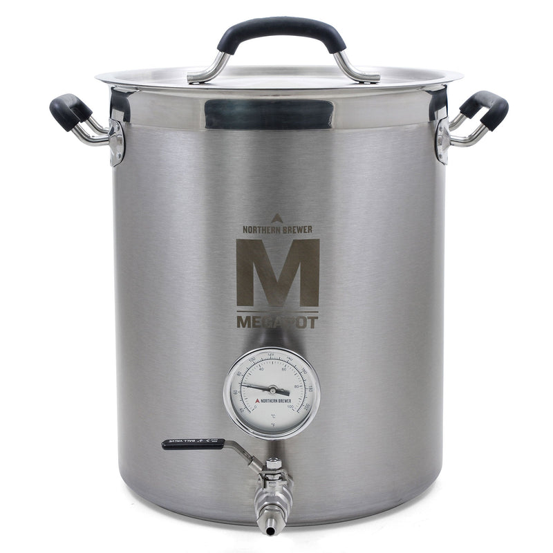8 Gallon MegaPot Brew Kettle with integrated spigot and thermometer