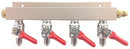 4 Way Manifold with 1/4" MFL Shutoffs