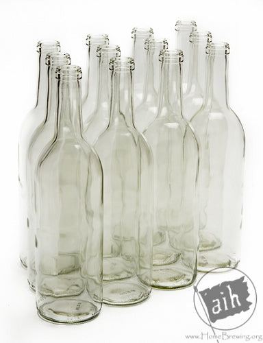 750 ML Clear Optima Bordeaux Flat Bottom Wine Bottles (12/CASE)