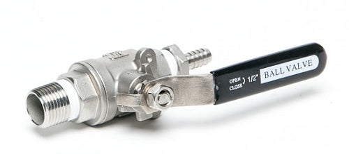 Stainless Steel Ball Valve Assembly (MPT to 3/8 Barb)