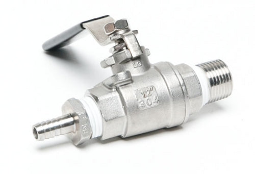 Stainless Steel Ball Valve Assembly (MPT to 3/8 Barb)
