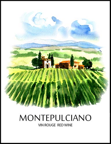 Montepulciano Style Wine Bottle Labels