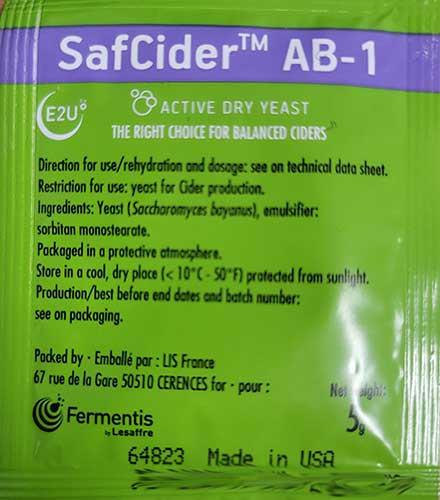 Fermentis SafCider™ AB-1 Dry Cider Yeast 5g