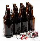 16 oz. E.Z. Cap Swing Top Beer Bottles - Amber (Case of 12)