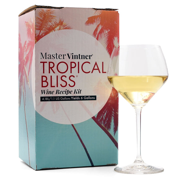 Peach Chardonnay Wine Kit - Master Vintner® Tropical Bliss® with glass